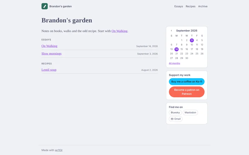 An exported site in the Catppuccin theme