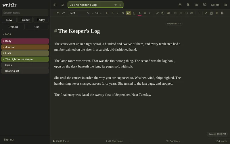 wr1t3r in the Monokai theme